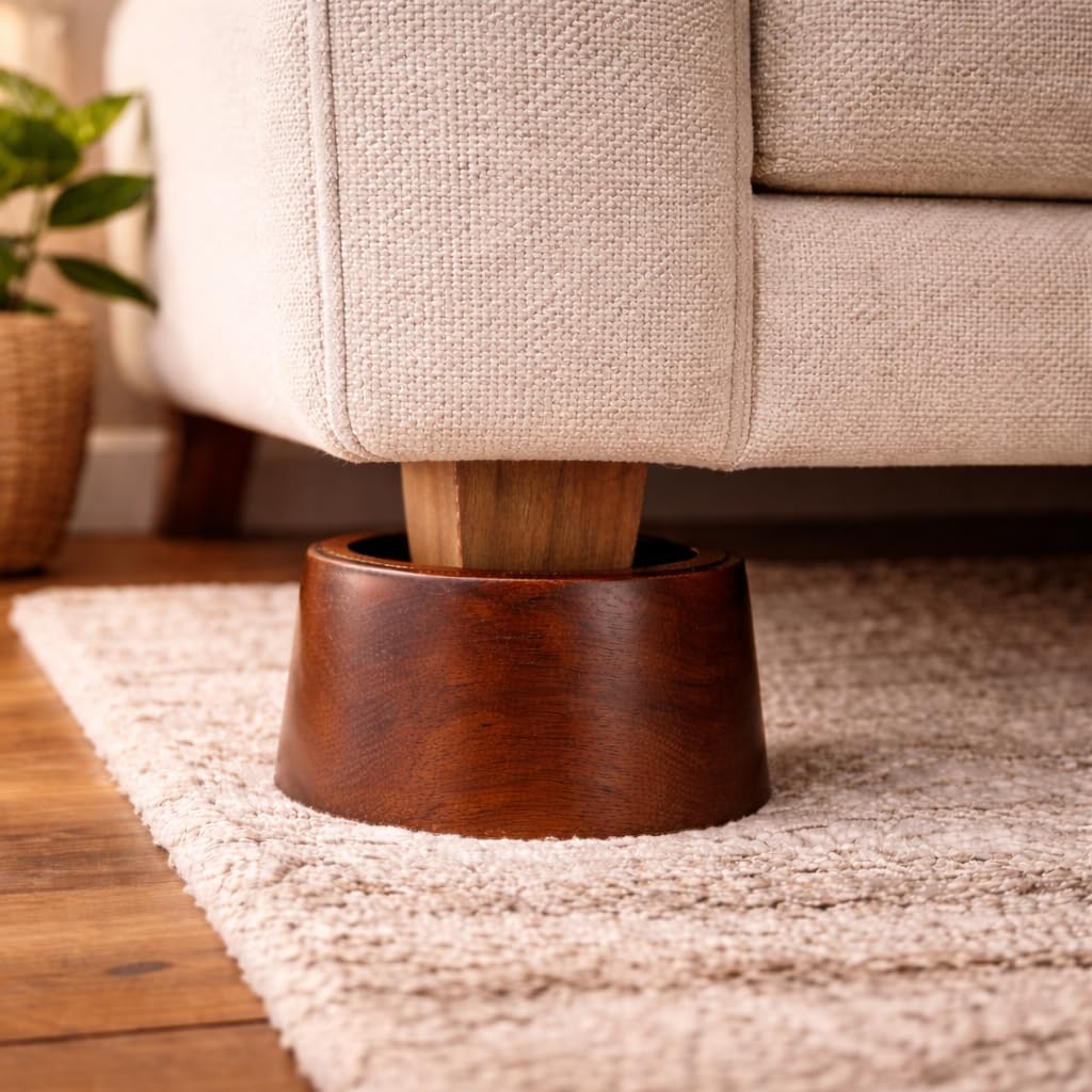 T one Wooden Bed risers (No-Plastic)| Furniture risers | Table risers | Bed Lifts risers | Couch risers| Heavy Duty Bed Riser | Desk risers for Desk Legs (2 inch)