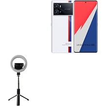 BoxWave Stand and Mount Compatible with iQOO Neo 9 Pro - RingLight SelfiePod, Selfie Stick Extendable Arm with Ring Light - Jet Black