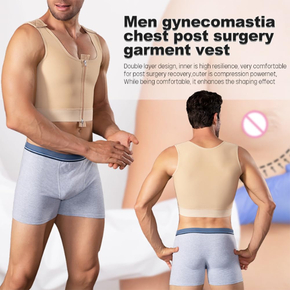 Chaleco Moldeador de compresión para el Pecho Adelgazante para ginecomastia para Hombre(Desnudo-X-Pequeño
