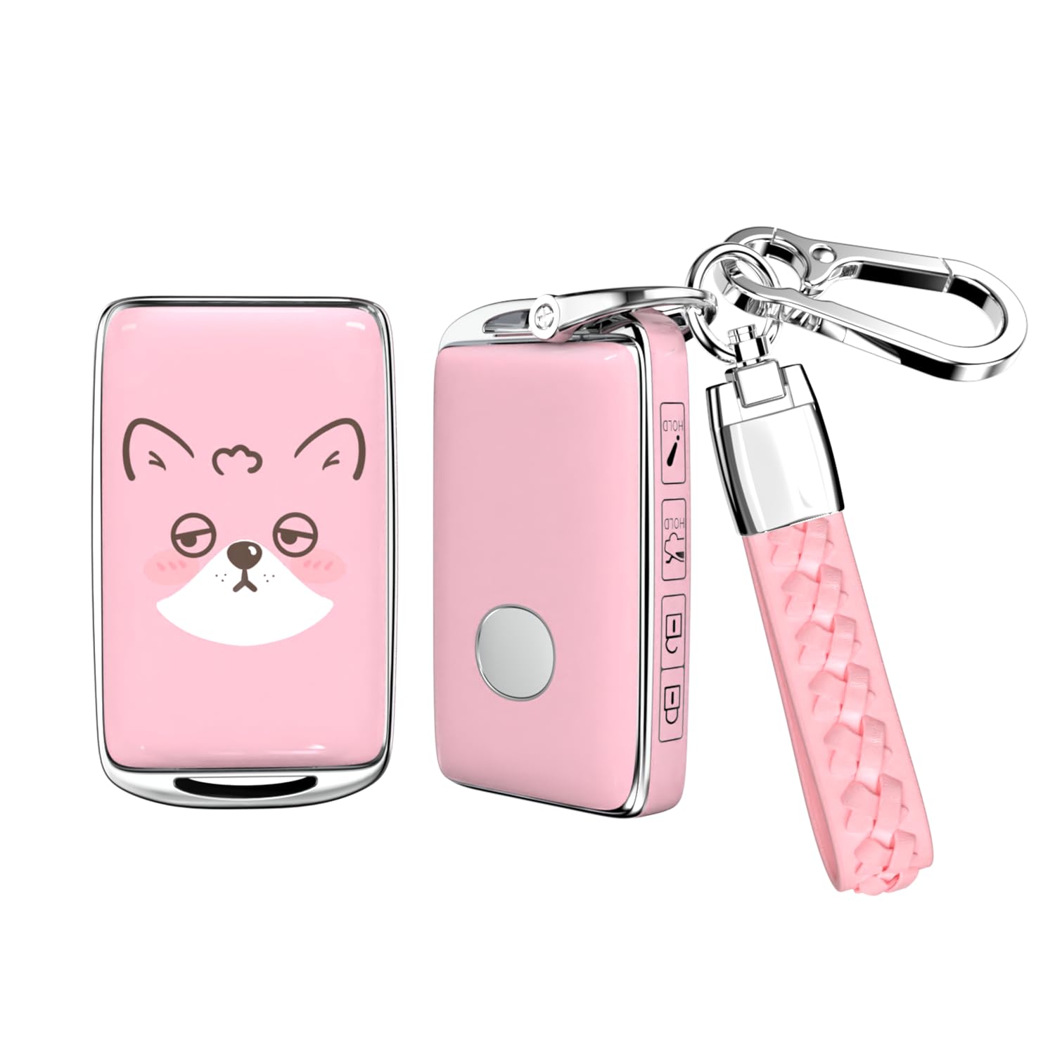 Coque de clé Mazda antichoc en TPU souple rose avec porte-clés métallique robuste - 7