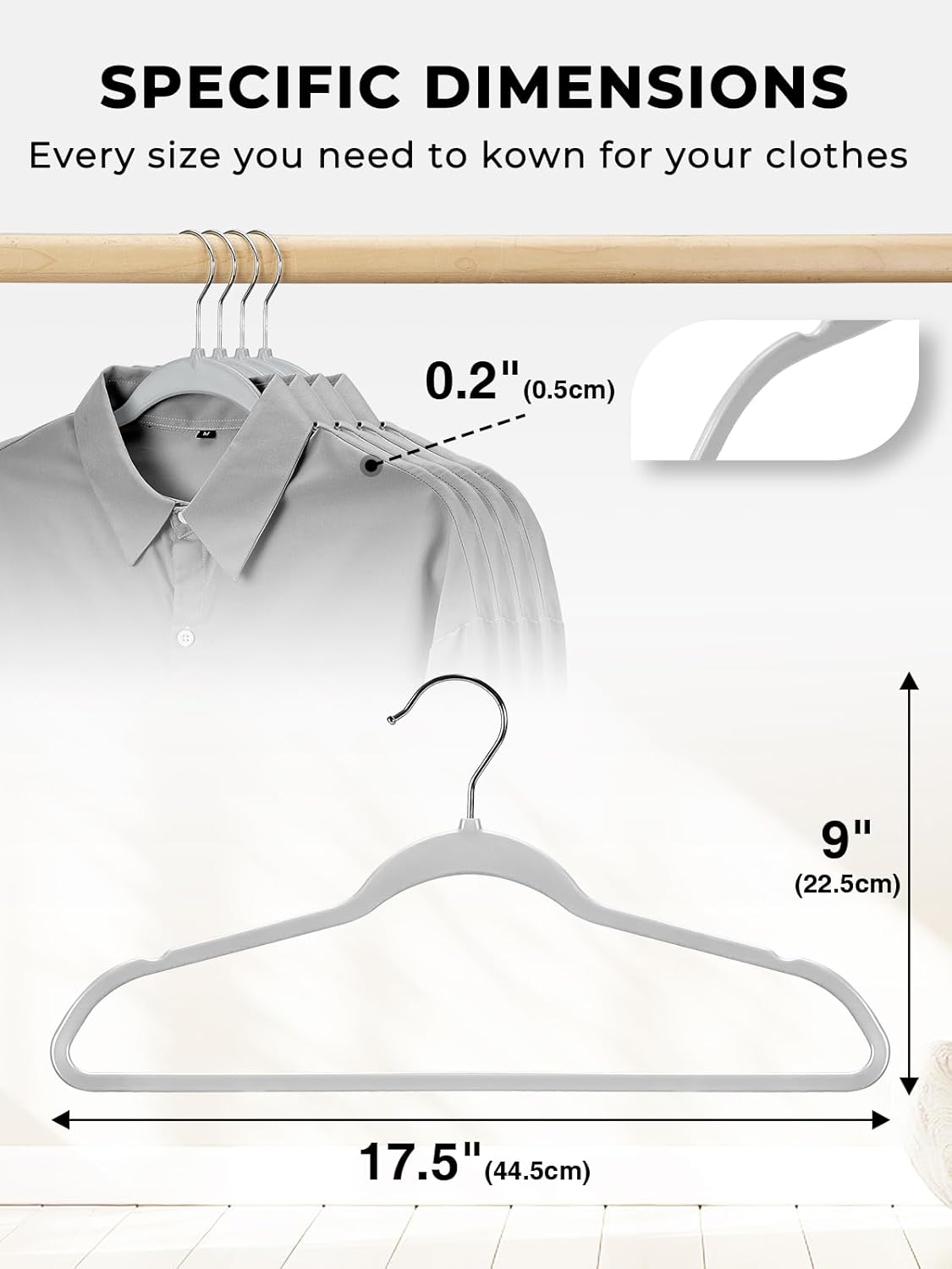 SMARTOR Plastic Hangers 50 Pack, Thin Hangers with 360° Swivel Hook, Non-Velvet Hanger Heavy Duty Clothes Holders for Closet - Durable Adult Hanger, Space Saving Hangars - Gray