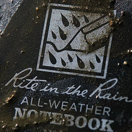 Rite in the Rain Waterproof Paper Universal Pocket Top Wire Bound Spiral Notebook Black 100 Pages 50 Sheets Imperial & Metric Ruler 3 x 5 Inch