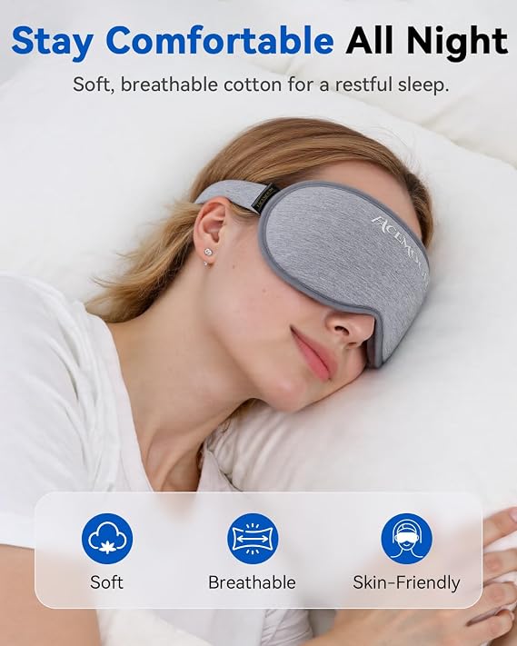 Blackout Eye Mask for Sleeping, 3D Weighted Sleep Mask for Airplane Travel