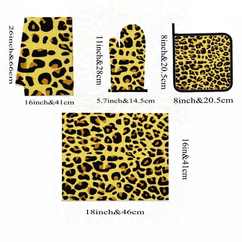 9PCS Leopard Print 14 Cucina Decor e Accessori Set