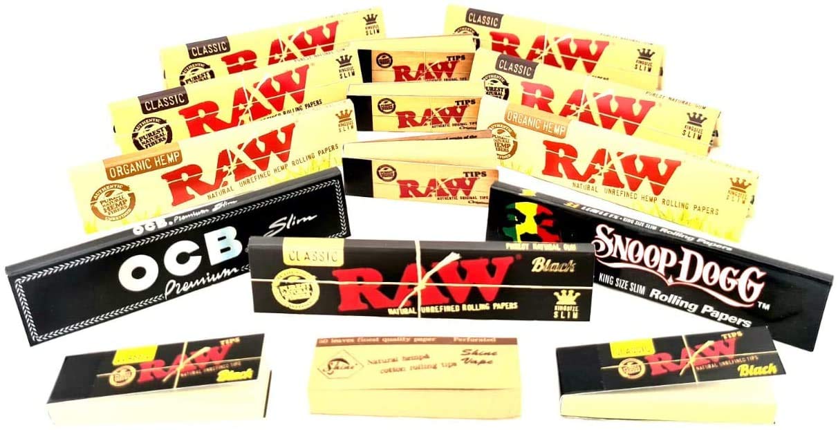 RAW Classic Rolling Papers. RAW Organic Hemp Kingsize Papers, RAW Black Classic Papers, OCB Premium Kingsize Slim Papers, SnoopDogg Kingsize Papers, RAW Black Tips, RAW Original Tips. Shine Tips