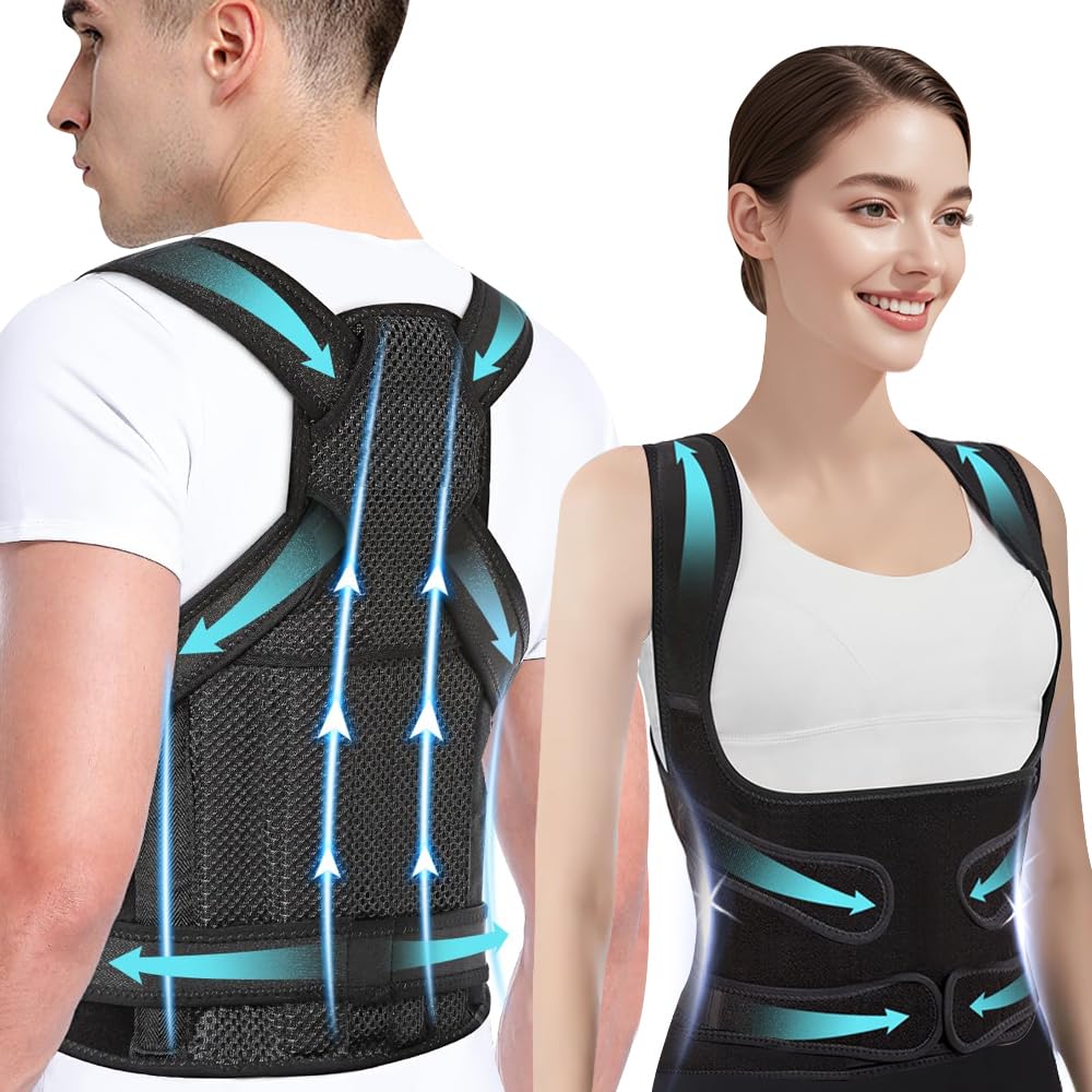 Premium Adjustable Back Brace Posture Corrector for Women and Men – Effective Straightener for Scoliosis, Hunchback Correction, Lower Back Pain Relief, Spine Alignment, and Posture Training(Large)