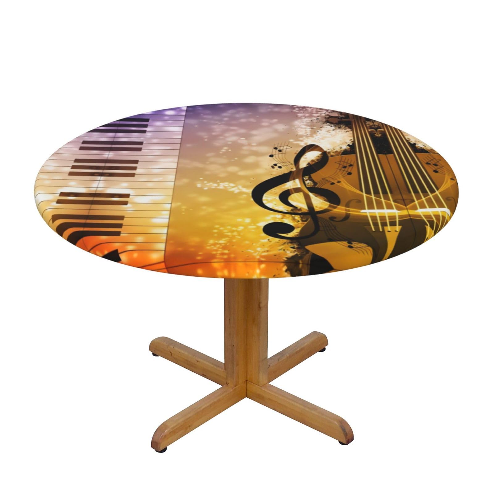 ZQYTGFDC Piano Violin Music Notes M Decorative Round Tablecloth Waterproof Anti Stain Oil Proof Size for 40 50 inch