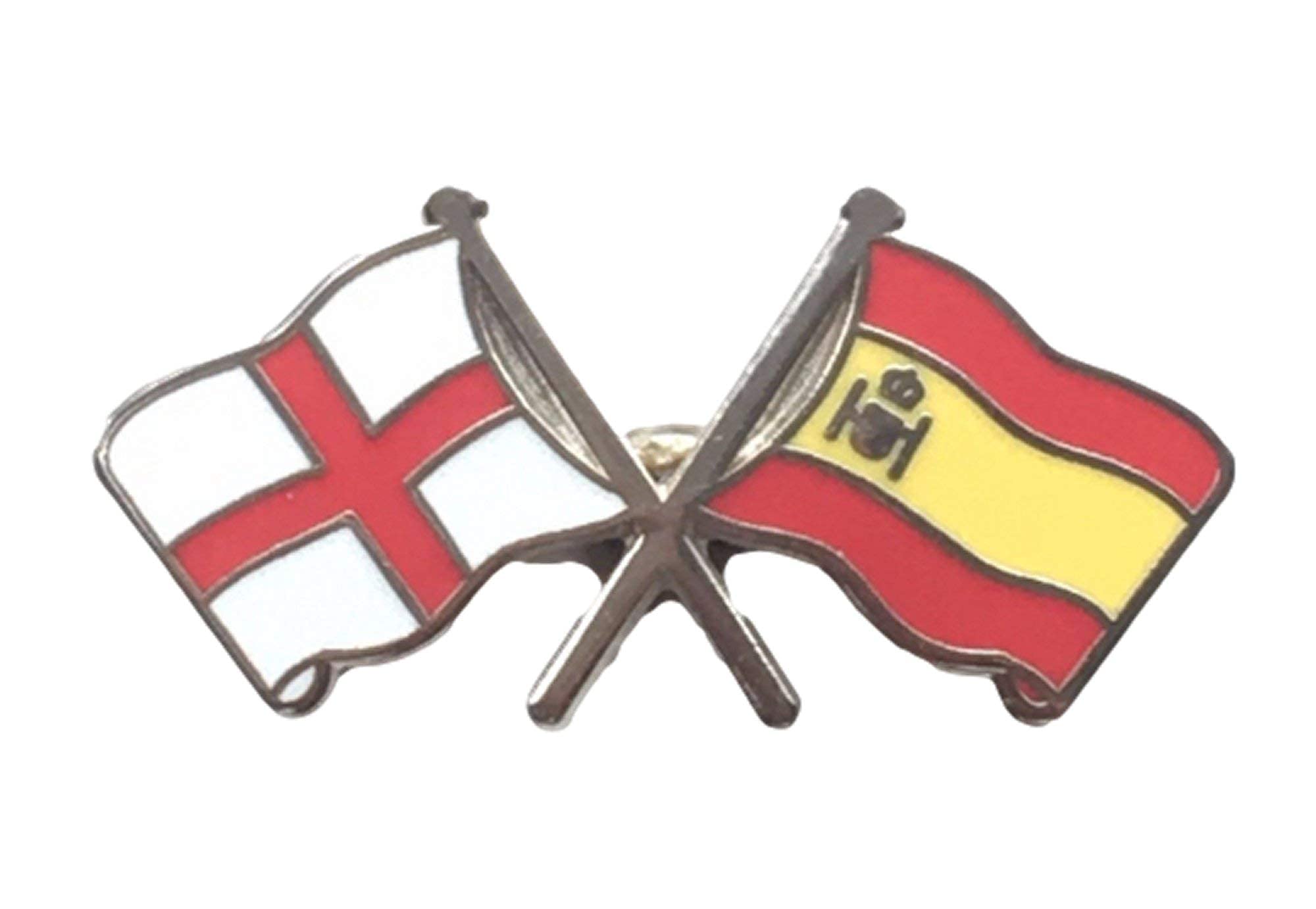 ENGLAND ST GEORGE & SPAIN SPANISH FRIENDSHIP FLAGS ENAMEL LAPEL PIN BADGE