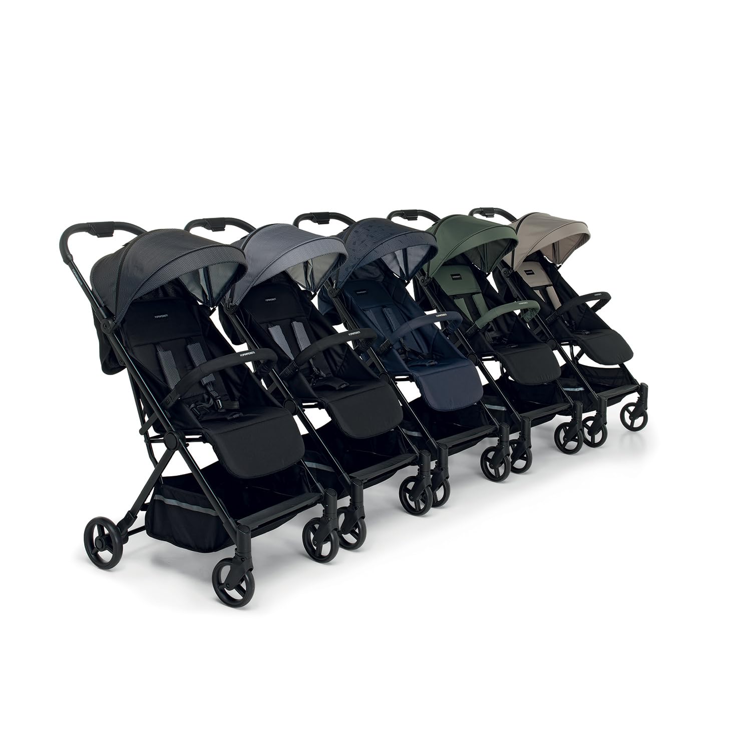 Foppapedretti Passeggino Compatto Voilà, per bambini 0-22 Kg (0-4 anni), Chiusura ad 1 mano, Self-Standing, Schienabile Regolabile, Trasportabile, Porta Oggetti, Telaio in Alluminio, Cemento