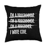 I Write Code - Funny Computer Science Nerd Coder Geek Coding Throw Pillow