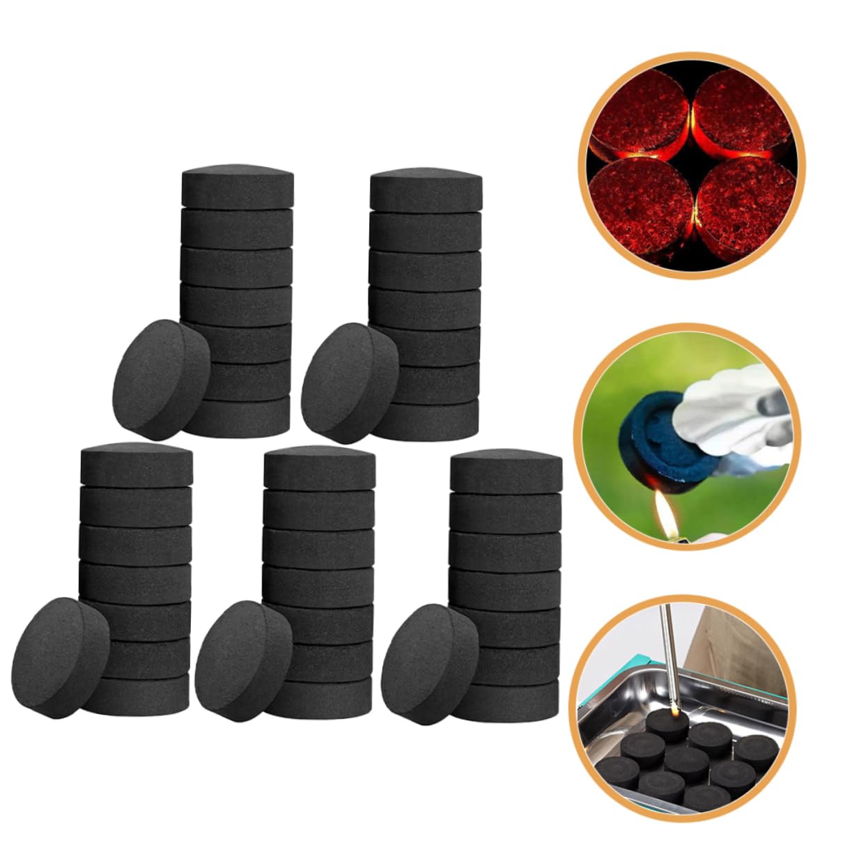 Briquetas de Carbón 70 Piezas, Carbón Vegetal Negro para Barbacoa | Encendido Rápido, Uso Práctico en Aventura y Fuego Exterior, Formato Ligero para Llevar