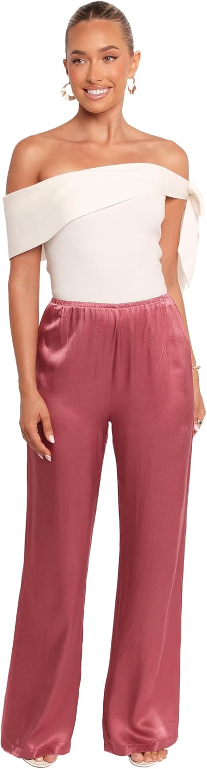 Petal & Pup Women's Carissa-Satin-Pants-Dusty-Rose