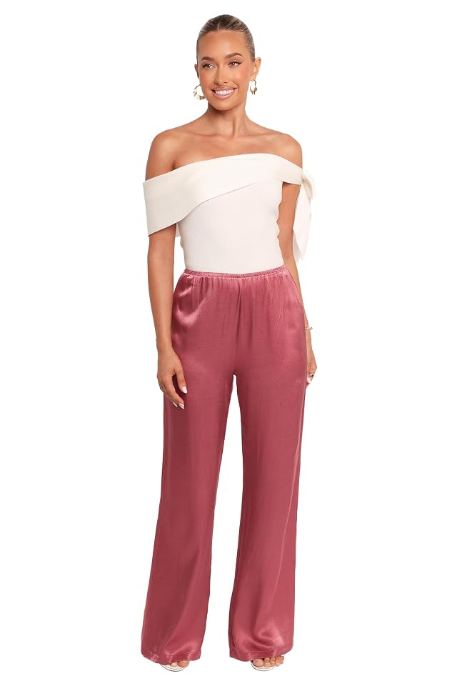 Petal Pup Womens Carissa-Satin-Pants-Dusty-Rose