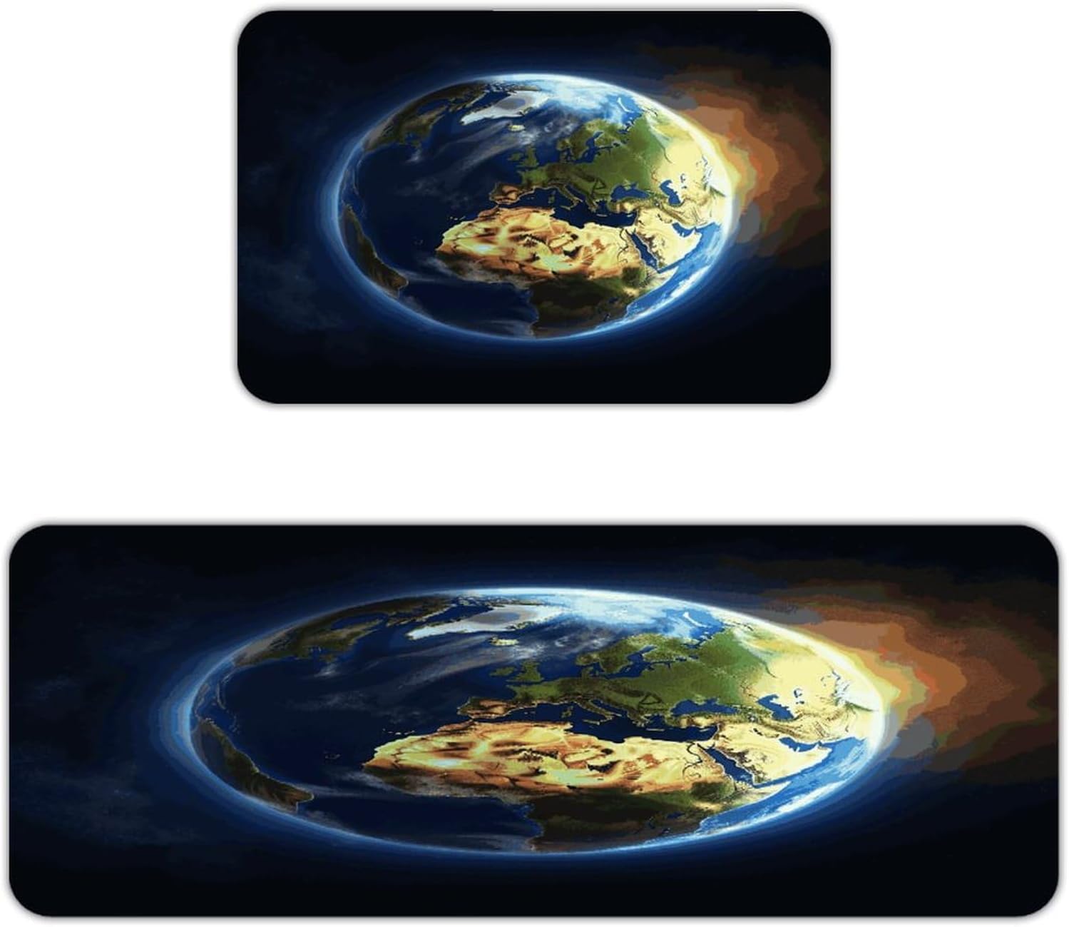 Glowing Earth Kitchen Mats with 2PCS Non-Slip Washable,Kitchen Rug Heavy Duty Durable, Floor Mats for Kitchen,Office,Sink,Laundry