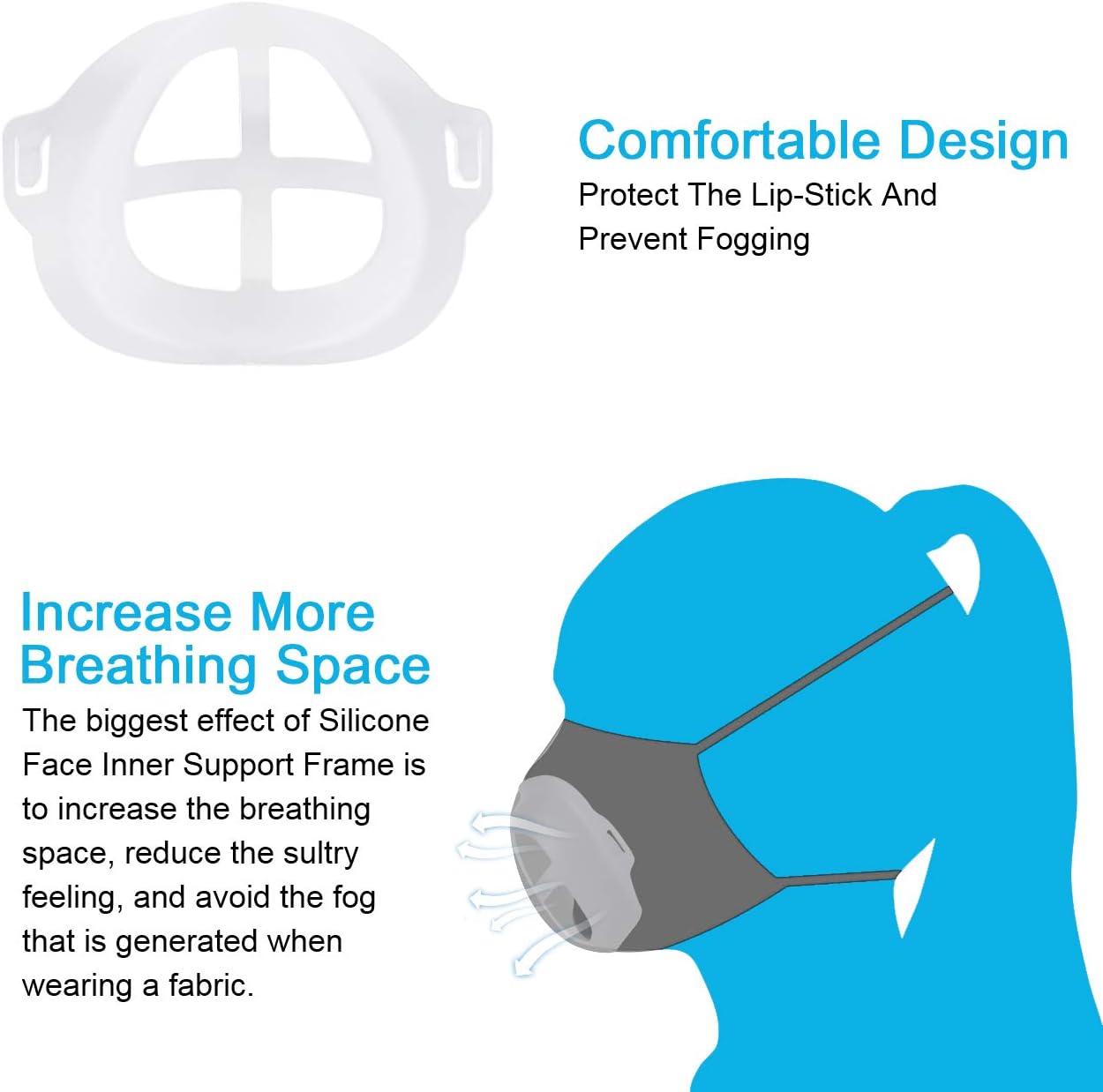 3D Face Inner Support Bracket 5Pcs Silicone Internal Support Frame Reusable Washable 3D Bracket Protection Stand More Breathing Space Comfortable Wearing