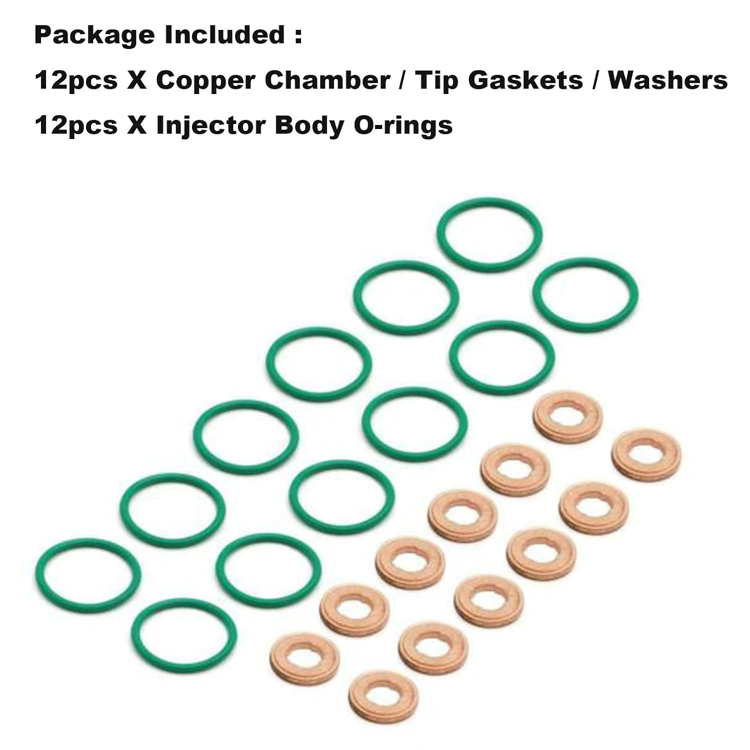 97327722 94013303 O-ring Injector Body Seal Ring and Copper Shim Clip Washer Nozzle Copper Washer Gasket Fits Duramax Injector Installation Kit - LLY LBZ LMM 2004.5-2010 12pcs Lot