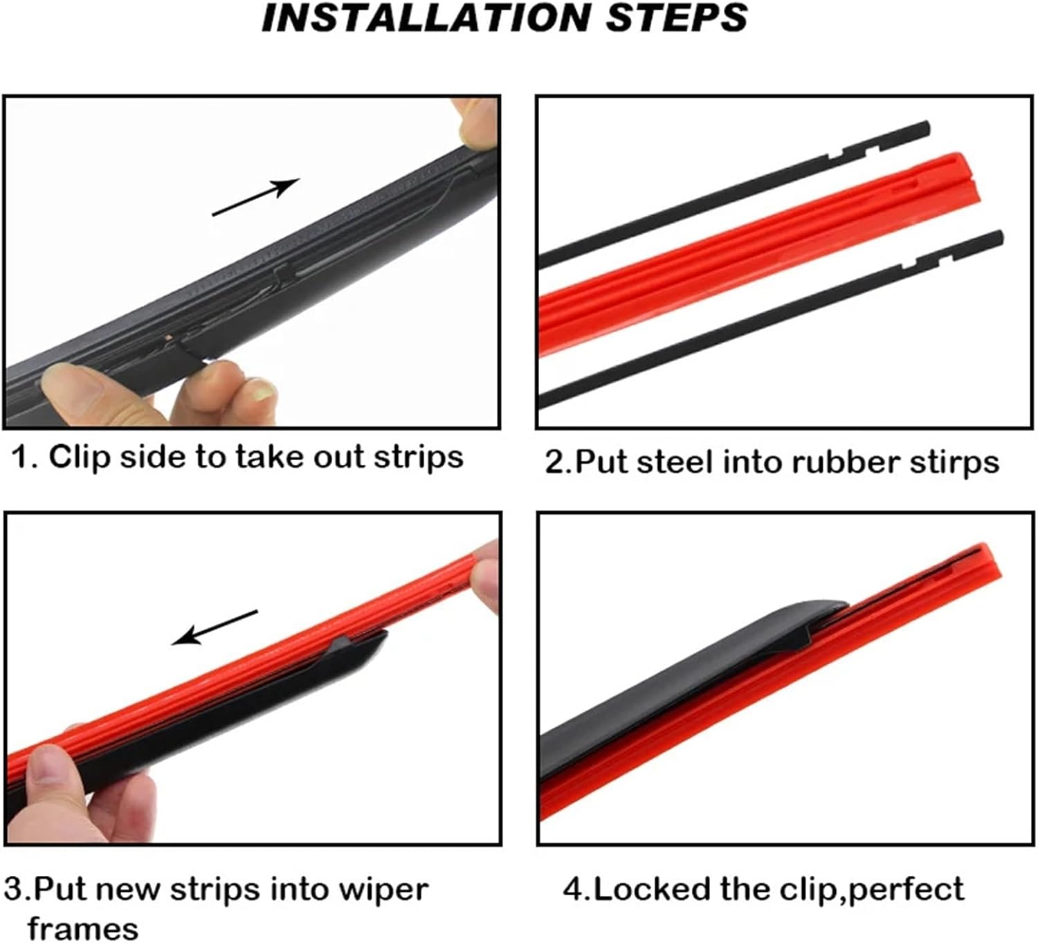 Car Vehicle Insert Rubber/Silicon Refill Strip Wiper Blade 8mm 14" 16" 17" 18" 19" 20" 21" 22" 24" 26" 28" 1pcs Accessorie(Rubber,1pcs 19 inch)