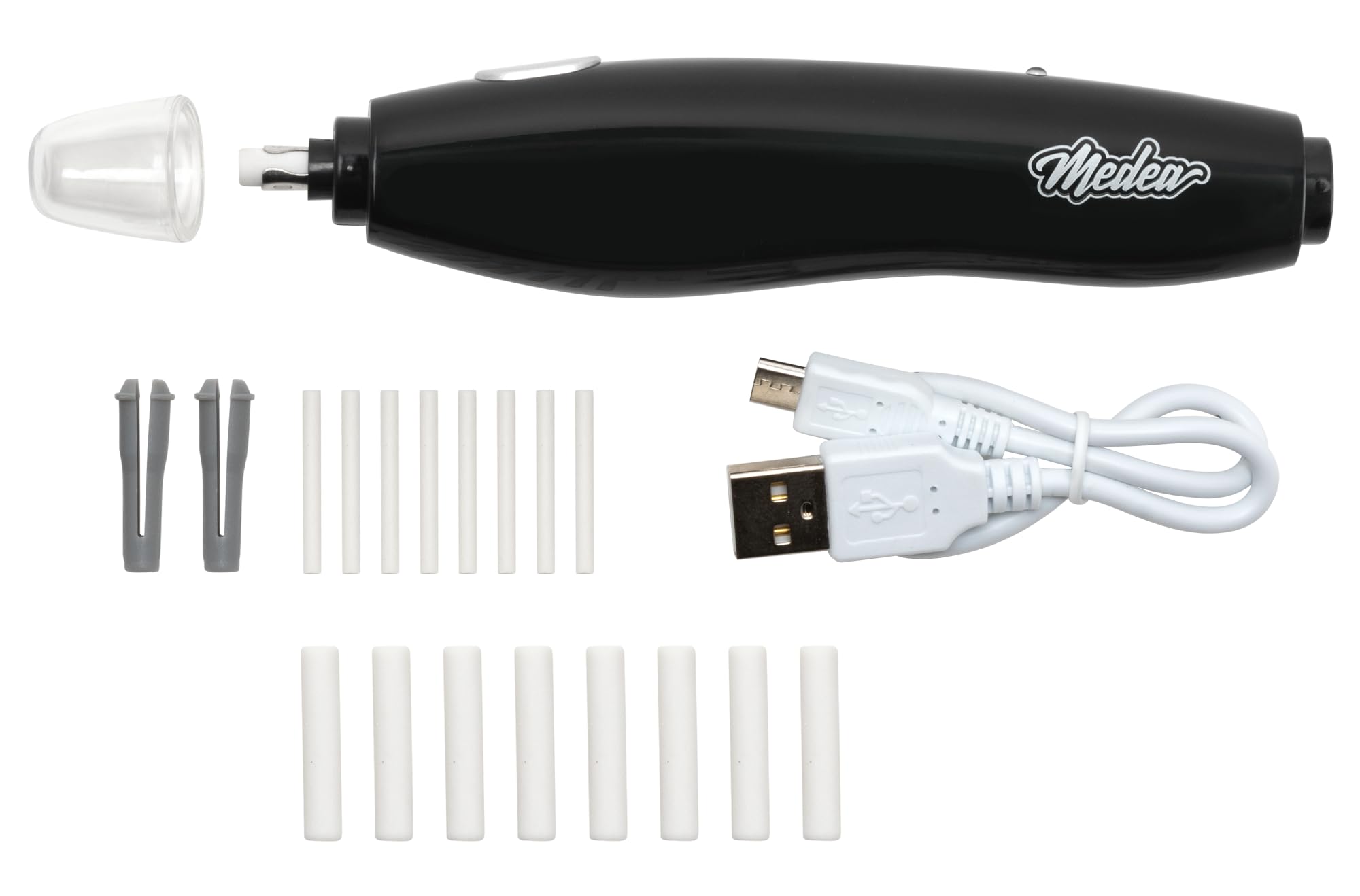Iwata Medea Elektrischer Radiergummi aus Kunststoff, wiederaufladbar, USB, Schwarz