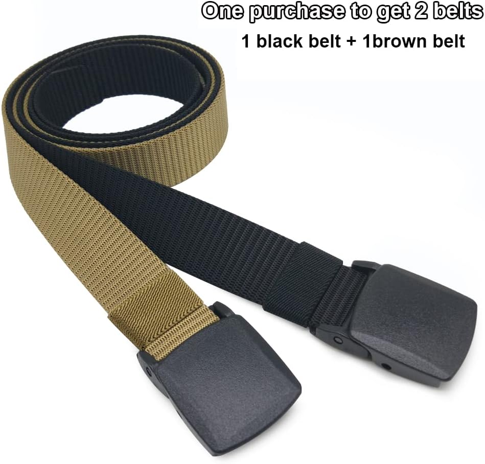 2 Pack Military Nylon Belt, 1.25" Wide No Metal Webbing Tactical Web Belt - Image 2