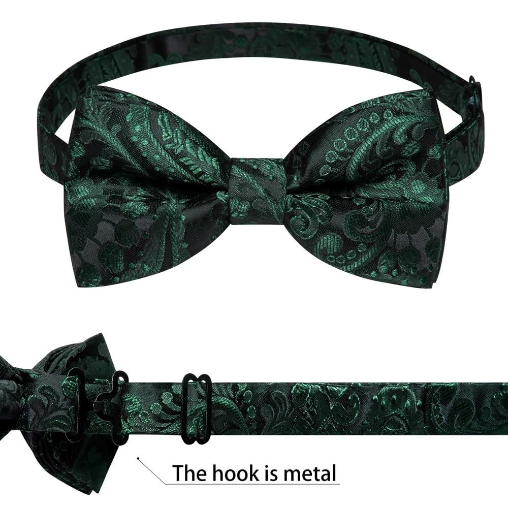 Papillon pre-annodato Paisley per uomo regolabile in seta papillon matrimonio tessuto nodo handerchief gemello