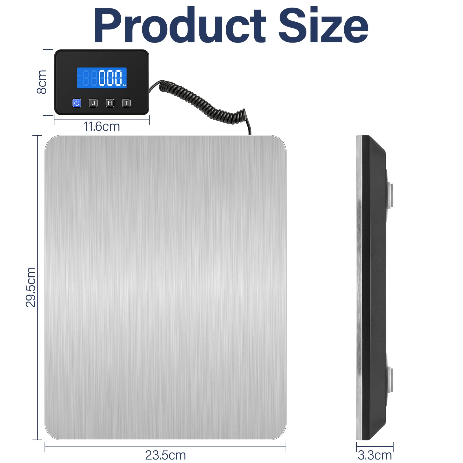Balance Postale Rechargeable USB 200 kg / 10 g Acier Inoxydable Capteur 4-Point Écran LCD