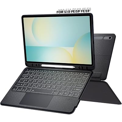 Doohoeek Keyboard Folio for Samsung Galaxy S10 Fe 10.9" 2025 / S9 FE / S9, Bluetooth Keyboard Touch with 7-Color Backlit & Any-Angle Stand & Cover Case for Galaxy S10 Fe 10.9-Inch Accessory