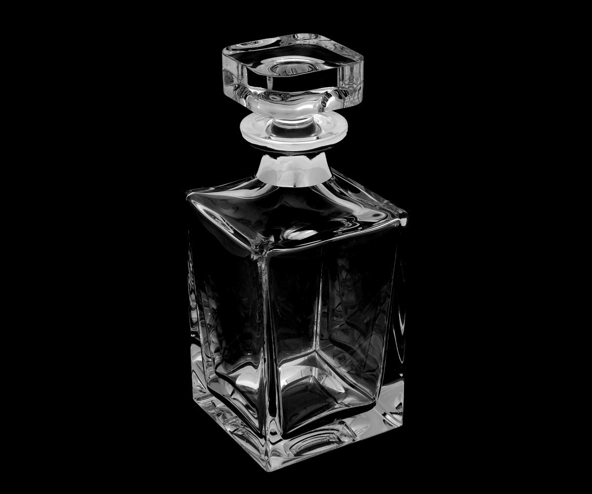 Design - Jarra de whisky de cristal con herradura de plata auténtica para vino, decantador de cristal y plata de ley 1000 refinada