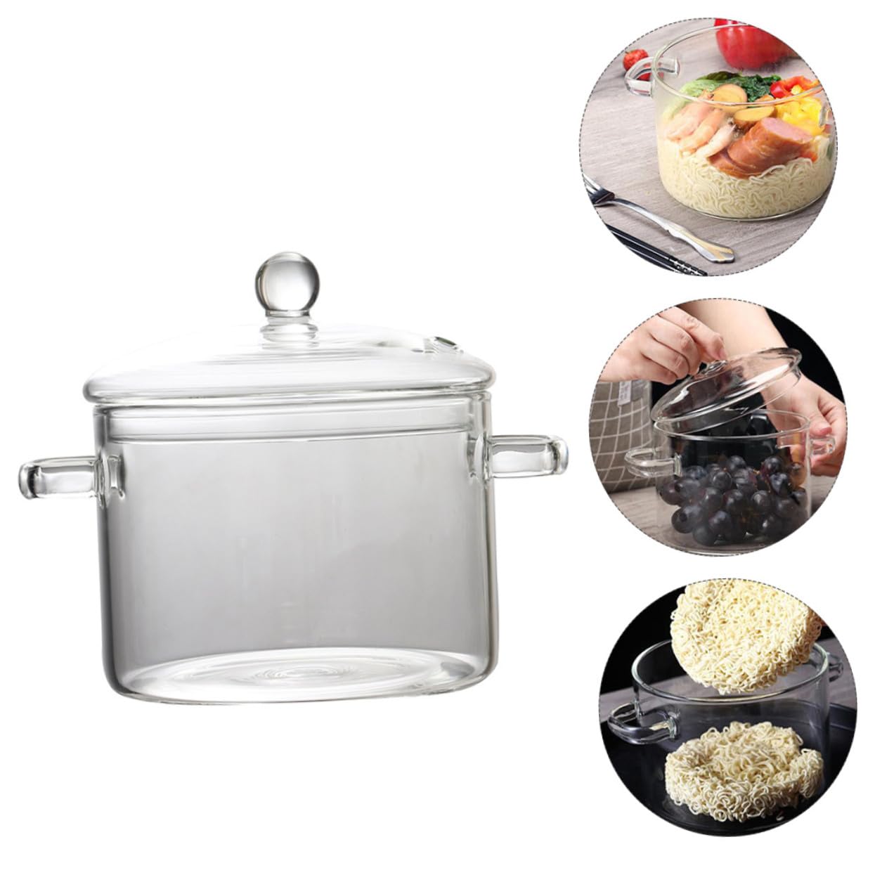 Transparentes Hitzebeständiges Glas fruchtschüssel mit Deckel Mikrowellengeeignet für Salat Suppe Nudeln Schnelles Entlüften Gesundes Kochen Vielseitig Einsetzbar