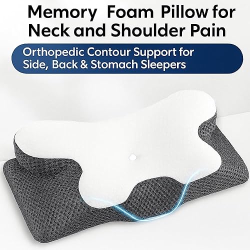 Miniatura 4 de Zaira Almohada de espuma viscoelástica para dolor de cuello y hombros, soporte ortopédico de contorno para personas que duermen de lado, espalda y