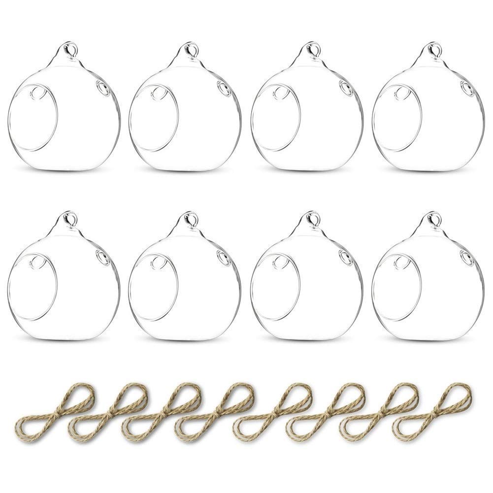 Sziqiqi Transparent 8Pcs 80Mm Hanging Tealight Holder Glass Globes Terrarium Wedding Candle Holder Candlestick, 8Pcs