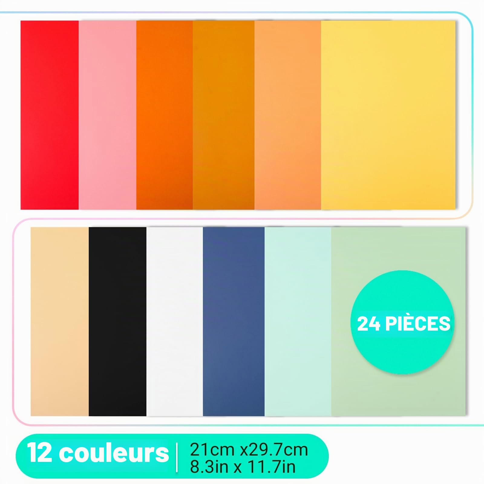 24 feuilles de papier calque coloré A4 – papier vitrail de qualité pour travaux manuels, lanternes, impression, dessins, scrapbooking et projets créatifs pour enfants.
