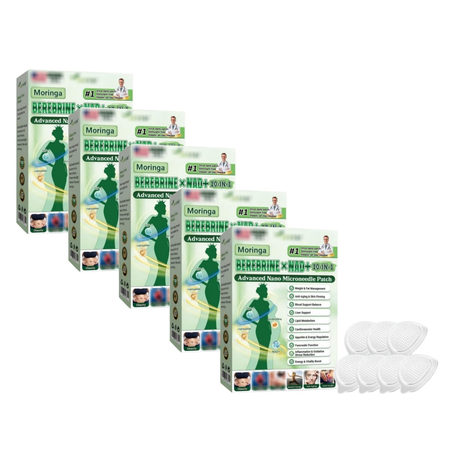Plaster odchudzający Nano Microneedle, Moringa 10-EN-1, naturalne składniki, plaster wyszczuplający, dla mężczyzn i kobiet