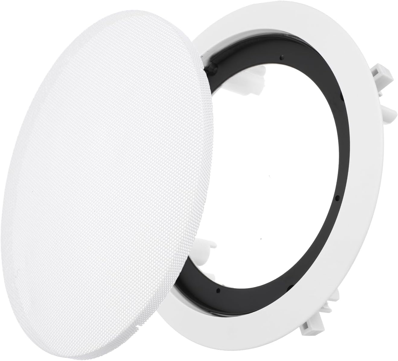 MECCANIXITY Ceiling in-Wall Speaker Grille Cover and Base, 6.5 Inch White Round Metal Recessed Drop Ceiling Speakers Magnetic Dust Covers for Sound System