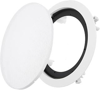 sourcing map Cubierta y base para rejilla de altavoz de techo, 6.5 pulgadas, color blanco, redondo, de metal, empotrado, para altavoces de techo, cubiertas magnéticas para sistema de sonido