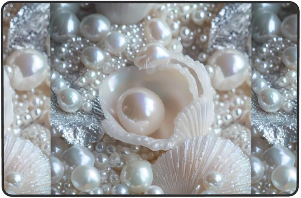 Beautiful Pearls Pattern Anti-Slip Floor mat Carpet Rug 72"x48" for Living Room Office Coffee Table Bed Balcony