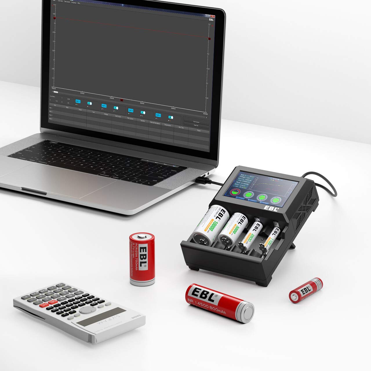 Buy EBL Battery Charger TCX Pro with Color Touching Display, for