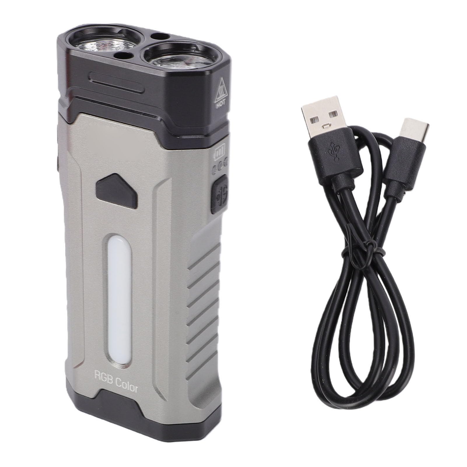 Emoshayoga Torcia Ricaricabile USB Portatile con Impostazioni di Luce Multiple Portatile per Campeggio e Uso Domestico Costruzione Leggera in Lega di Alluminio