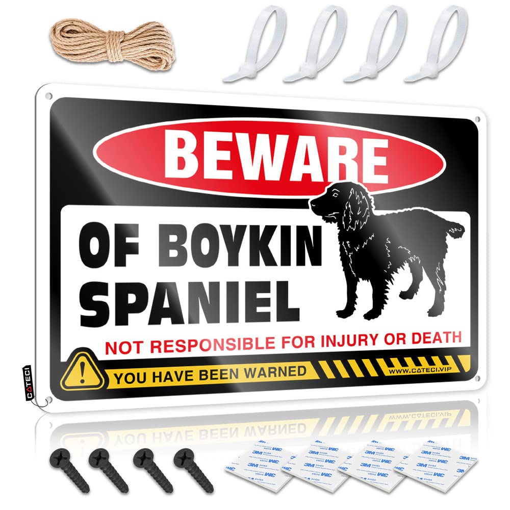 Fzfn Colour Beware Of Boykin Spaniel Square Farmhouse Signs | Rubber Vintage Style Custom Longhorn Decoration Easy Hang(30X40cm)