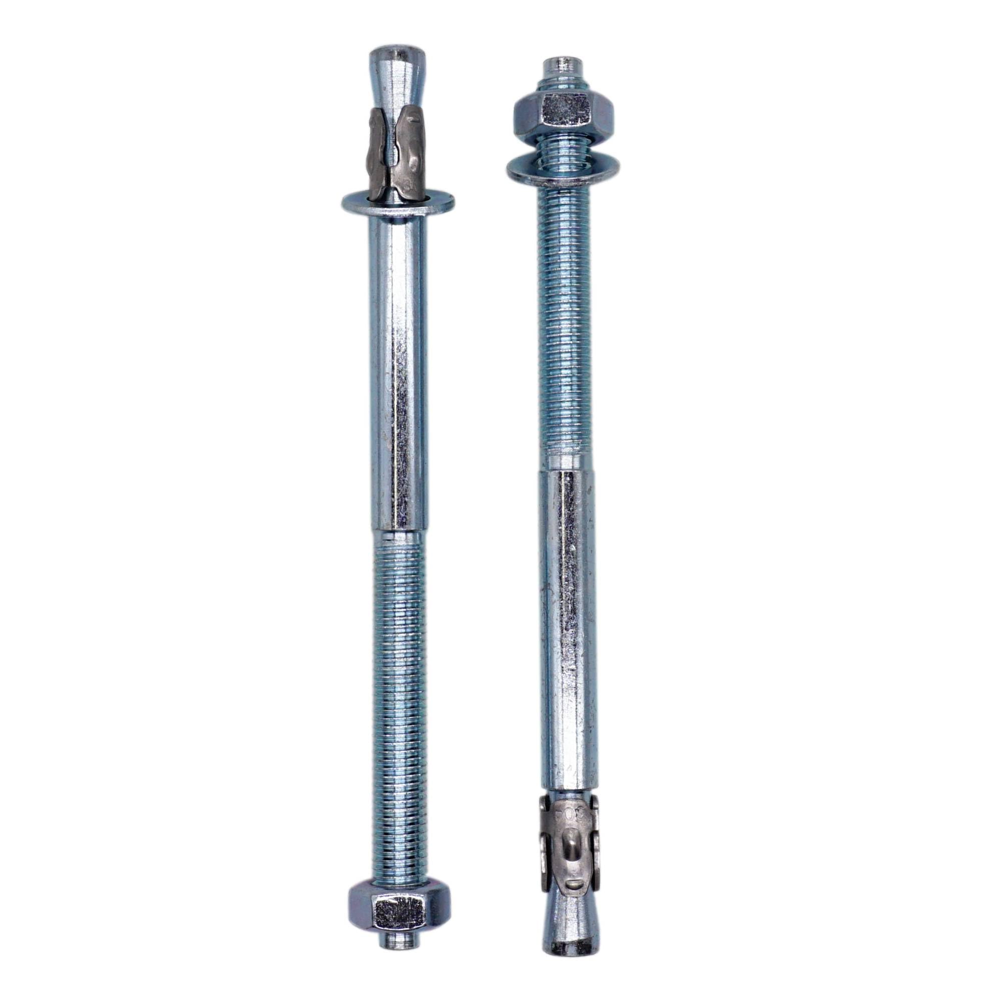 Skir'co (2 Pcs) Zinc Plated Wedge Anchors M16 X 200 Mm, Metal Dowels, Anchor Bolt, Masonry And Concrete Expansion Bolts