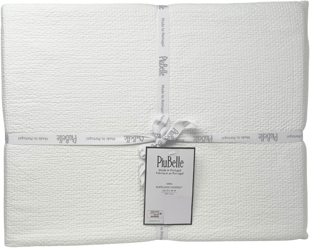 Piubelle Portugal Luxury King Size Solid White Textured 100