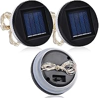 Vista 8 de Paquete de 3 luces solares para tarros de masón, 3.15 pulgadas de silicona con borde impermeable, piezas de luz solar de repuesto de color blanco