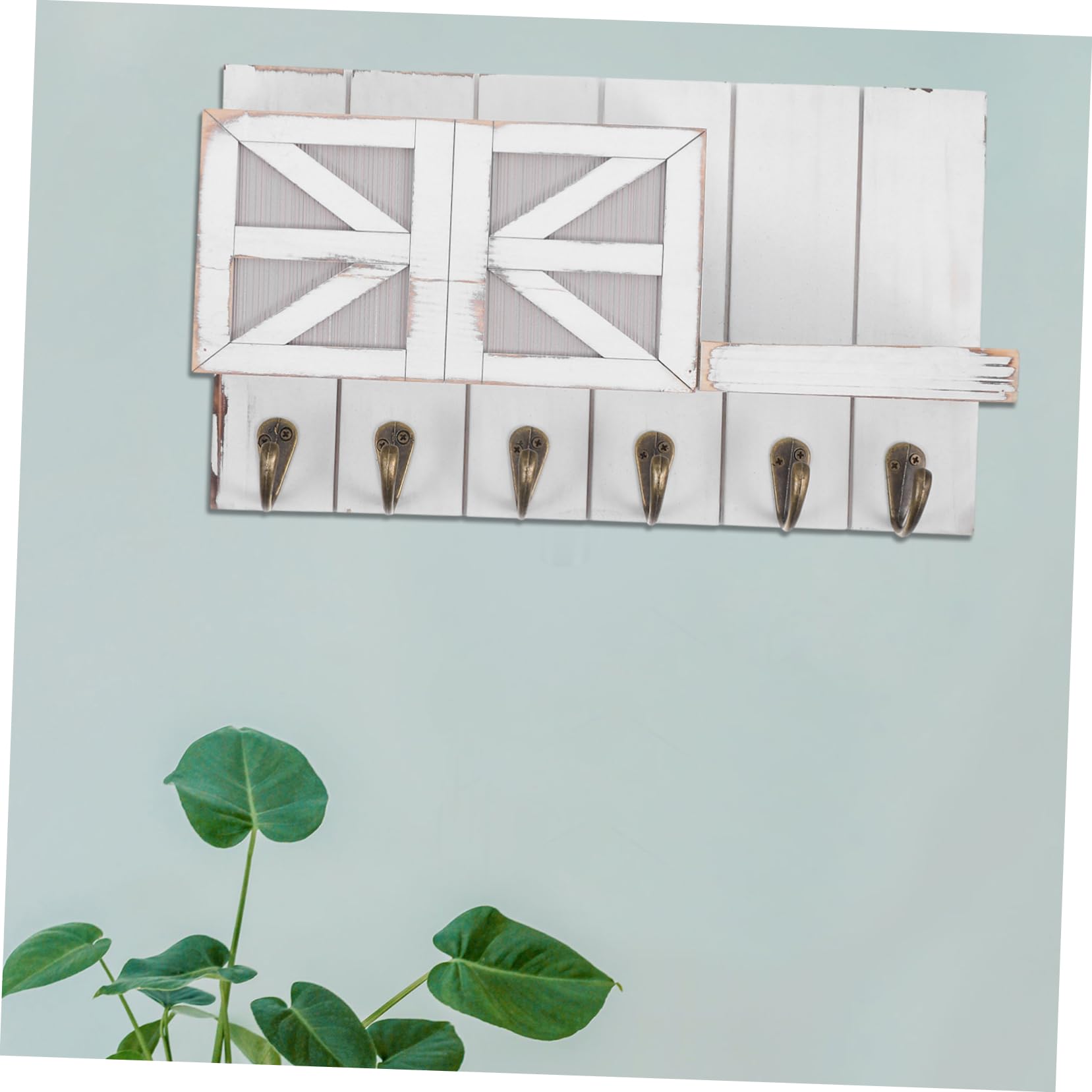 IMIKEYA Portaoggetti da Parete in Legno e Ferro con Ganci per Cappotti e Chiavi, Bianco, Design Europeo Elegante per Ingressi e Piccoli Appartamenti