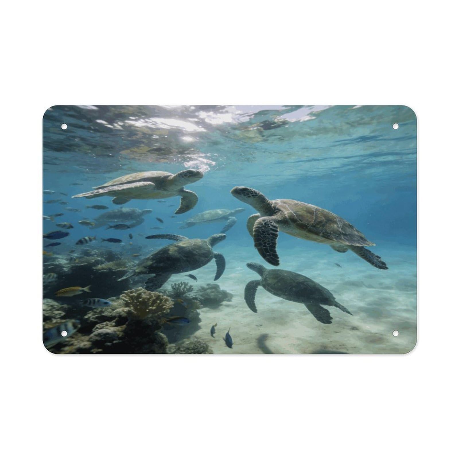 Fodpand Style Sea Turtles Wall Art Metal Tin Signs Bar Metal Tin Sign Wall Decor For Home Living Room Bedroom Toilet Hotel Halloween Decor Gifts 7.9X 11.8 Inch