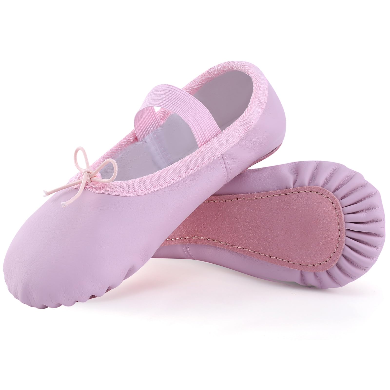 ZDQ Ballettschuhe Ballettschläppchen Mädchen Tanzschuhe Damen Gymnastikschuh mit Ganze Ledersohle für Kinder Erwachsene Gr.22-44