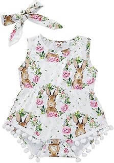 1 Conjunto Macacão De Páscoa Macacão De Bebê Macacão Coelho Roupas Brancas Para Bebê Laços De Cabelo De Páscoa Macacão Bonito Macacão De Aniversário Macacão De Poliéster Macacão