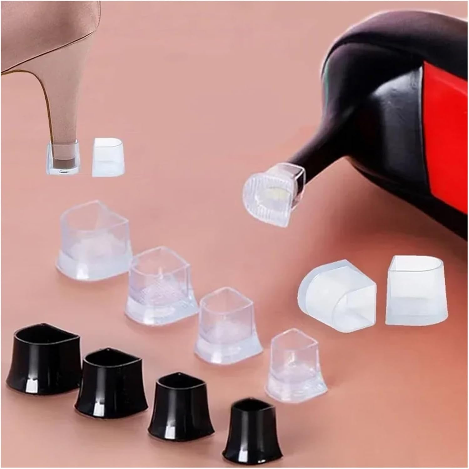Heel Protectors 50/100Pairs Silicone Heel Protectors Stoppers Latin Stiletto Dancing Cover Antislip Silent High Heeler Bridal Wedding Shoe Accessory for Shoes Grass(Black,50Pairs,Large)