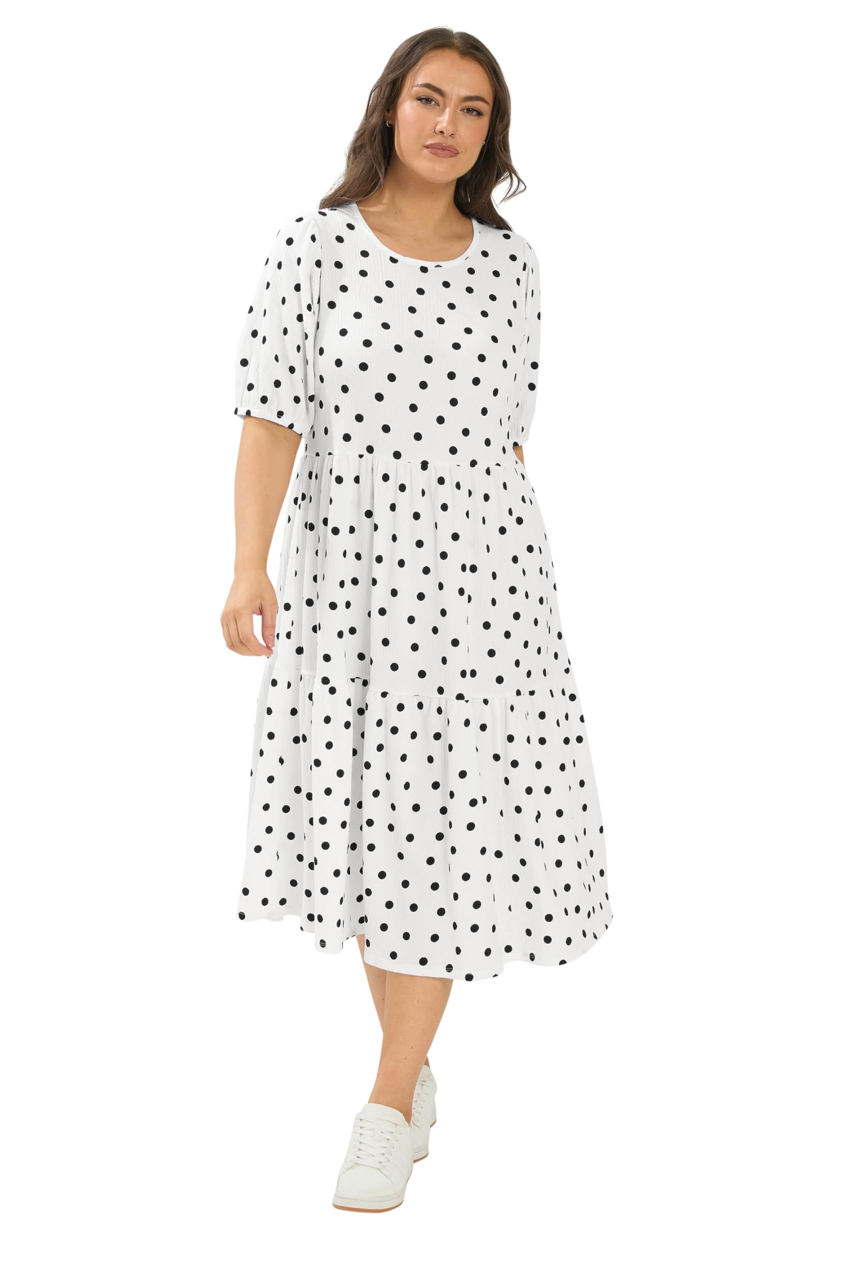 Yours Women's White Polka Dot Maxi Dress In | Size: 18