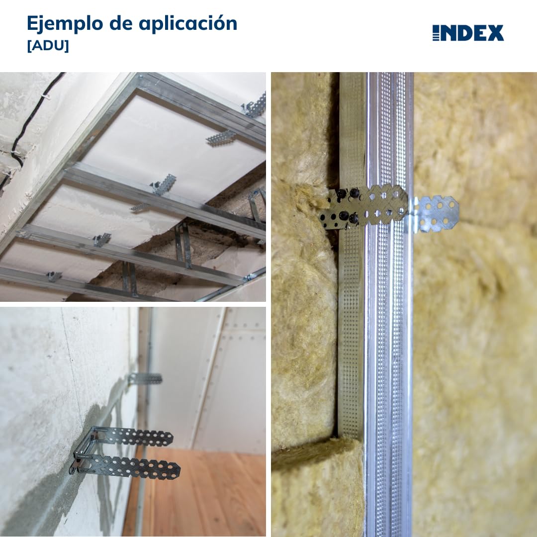 INDEX ADUTC47 - Anclaje directo “U” para soporte de perfiles de 47 mm en falsos techos (TC 47, 100 uds.)
