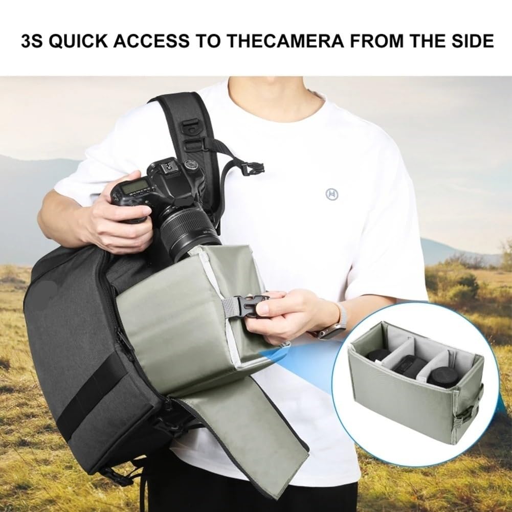 Borsa Reflex Zaini for fotocamera da 14 pollici, resistenti all'usura, doppie spalle, grande capacità, impermeabili, funzionali, for viaggi d'affari uomo