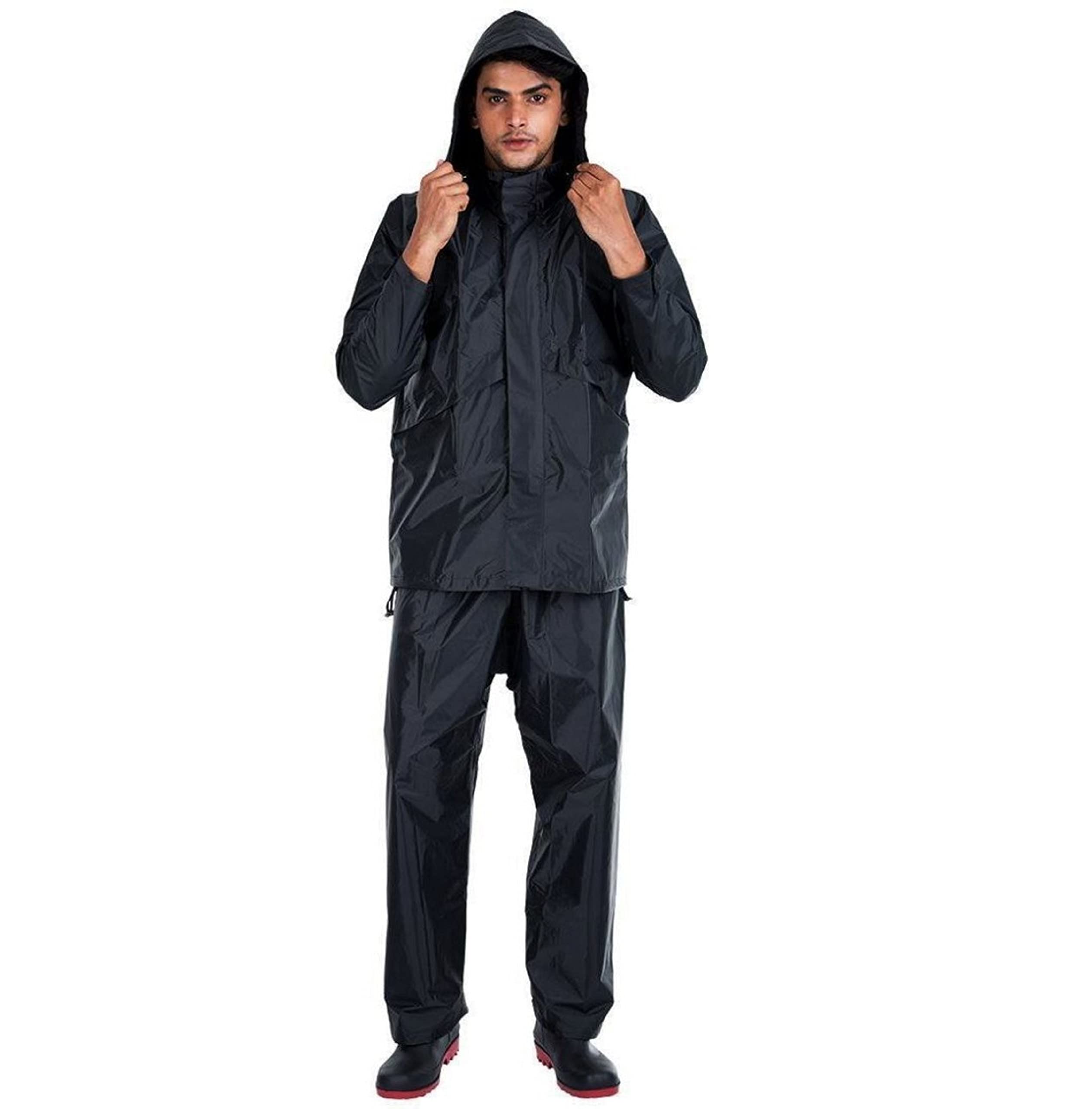 vordvigo Men's Rider Solid Raincoat Rainsuit Pant style with Jacket (X-large Size) (Black)-picture-34
